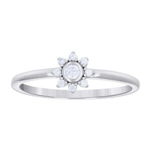 925 Sterling Silver Womens Cubic-Zirconia Flower Engagement Ring Size 7